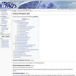 Oracle Product Set - Oracle FAQ