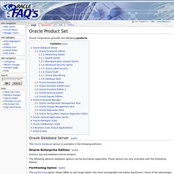 Oracle Product Set - Oracle FAQ