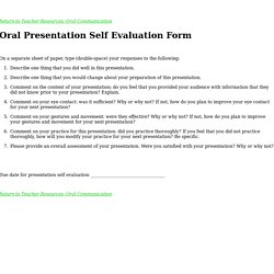 Oral Presentation Self Evaluation Form