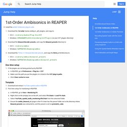 1st-Order Ambisonics in REAPER - Jump Help