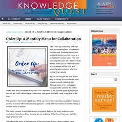 Order Up: A Monthly Menu for Collaboration