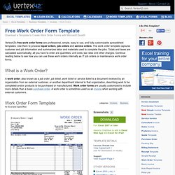 Free Work Order Form Template for Excel
