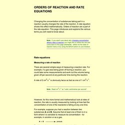 orders of reaction and rate equations
