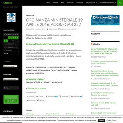 Ordinanza Ministeriale 19 aprile 2016, AOOUFGAB 252