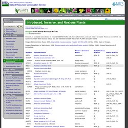 Oregon State Noxious Weeds List