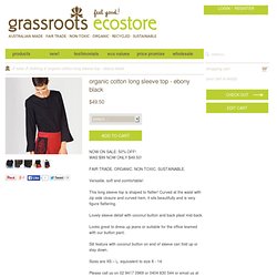 Organic cotton long sleeve top - Ebony black : Grassroots Ecostore