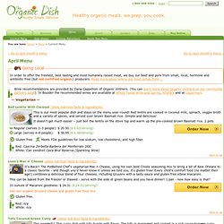 The Organic Dish - October menu of healthy vegetarian and non&#45;vegetarian organic meals