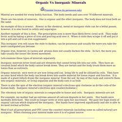Organic Vs Inorganic Minerals. The body can absorb the organic, while it has a hard time