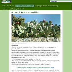 Organic & Natural in Israel List – Nourishing Israel