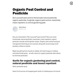Organic Pest Control and Pesticide: Do it yourself pest control and homemade organic pesticide, natural