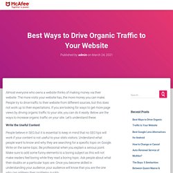 Best Ways to Drive Organic Traffic to Your Website - McAfee Login