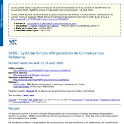 SKOS : Système Simple d'Organisation de Connaissances - Référence - Français