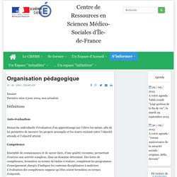 Centre de Ressources en Sciences Médico-Sociales d’Île-de-France - Organisation pédagogique
