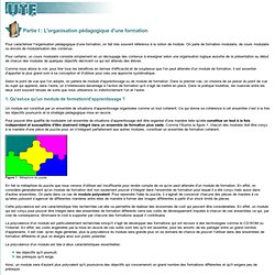 Dutice - UV3b - Partie I : L'organisation pédagogique d'une formation