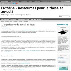 L’organisation du travail en listes