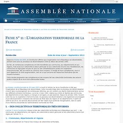 L'organisation territoriale de la France - Fiche n° 11 - Assemblée nationale
