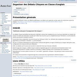 Organiser des Débats Citoyens en Classe d'anglais - Wiki Agreg-Ink