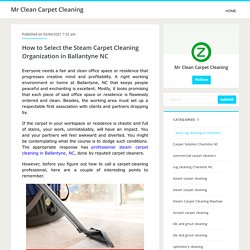 How to Select the Steam Carpet Cleaning Organization in Ballantyne NC