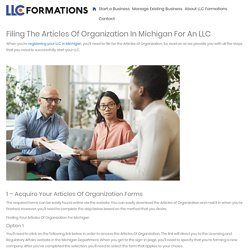Articles of Organization Michigan - LLC Formations