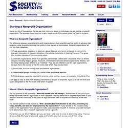 Society for Nonprofits: Starting A Nonprofit Organization