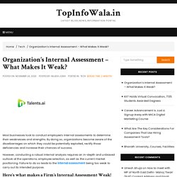 Organization's Internal Assessment – What Makes It Weak?