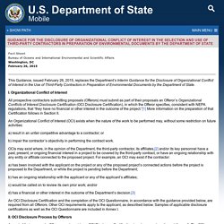 Guidance for the Disclosure of Organizational Conflict Of Interest in the Selection and Use of Third-Party Contractors in Preparation of Environmental Documents by the Department Of State
