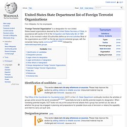 U.S. State Department list of Foreign Terrorist Organizations