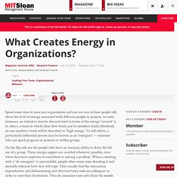 What Creates Energy in Organizations?