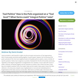 Teal Politics” How is the Polis organized on a “Teal level”? What forms could “integral Politics” take? - Institute for Global Integral Competence