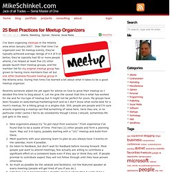 25 Best Practices for Meetup Organizers