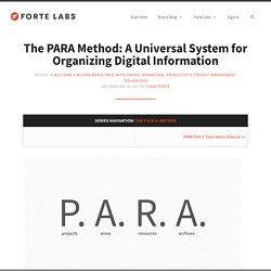 The PARA Method: A Universal System for Organizing Digital Information - Forte Labs