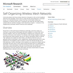 Self Organizing Wireless Mesh Networks