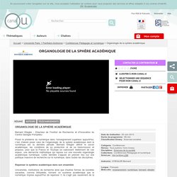 Organologie de la sphère académique - Université Paris 1 Panthéon-Sorbonne