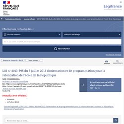 Loi d'orientation et de programmation pour la refondation de l'école de la République du 8 juillet 2013