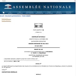 Texte adopté n° 96 - Projet de loi d'orientation et de programmation pour la refondation de l'école de la République