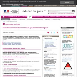 Calendrier de l'orientation en seconde générale et technologique