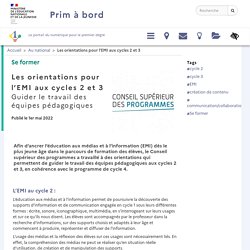 Orientations pour l'EMI aux cycles 2 et 3