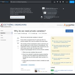 object oriented - Why do we need private variables? - Software Engineering Stack Exchange