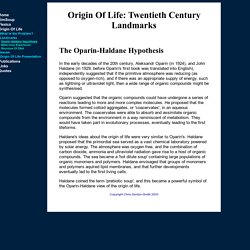 Origin Of Life: Oparin-Haldane Hypothesis