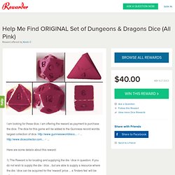 $50 Reward for The Original Set Of Dungeons & Dragons Dice (All Pink)