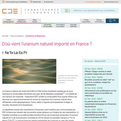 Origine de l'uranium naturel importé en France : Kazakhstan, Niger, Canada, Australie