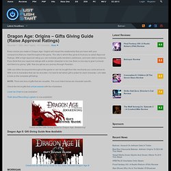 Dragon Age: Origins - Gifts Giving Guide