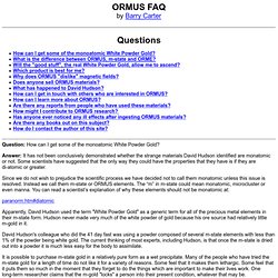 ORMUS FAQ