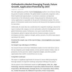 Orthodontics Market Emerging Trends, Future Growth, Application Potential by 2031 – Telegraph