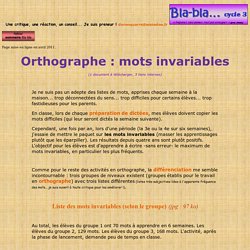 Orthographe : Mots invariables