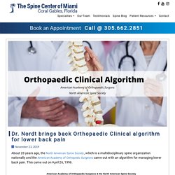 Dr. Nordt brings back Orthopaedic Clinical algorithm for lower back pain