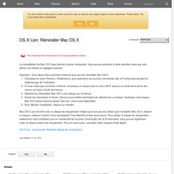 OS X Lion: Réinstaller Mac OS X