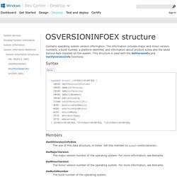 OSVERSIONINFOEX structure