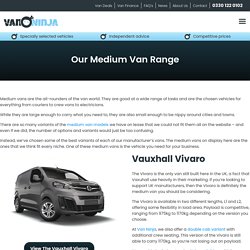 Our Medium Van Range - Van Ninja Van Leasing
