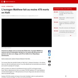L'ouragan Matthew fait au moins 478 morts en Haïti